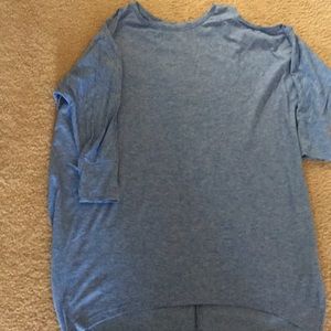 Peek a boo shoulder light blue loose top